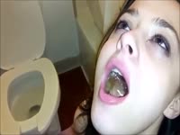 Obedient slut shows her love for bdsm fetish as she lets hung dude piss in her open mouth
